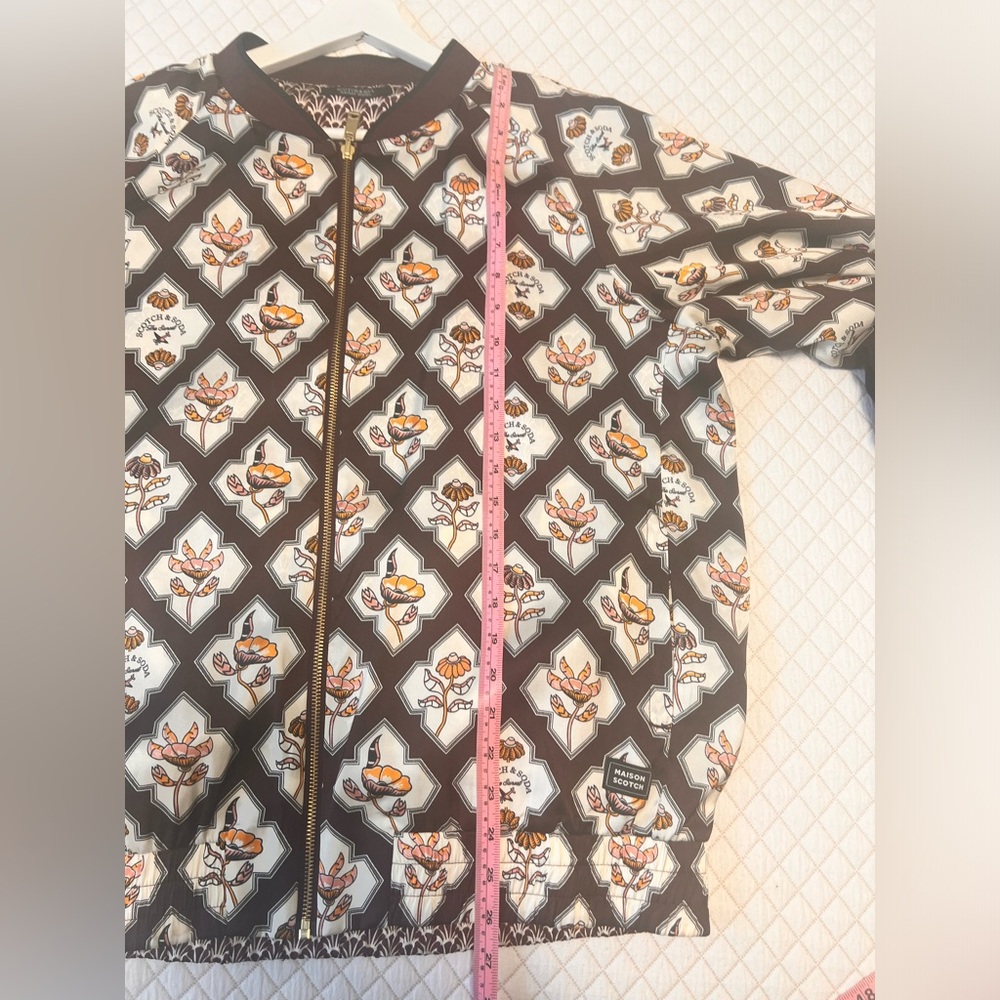 Scotch Soda Burgundy Floral Patterned Reversible Women's Bomber Jacket NWOT XL - Picture 13 of 14